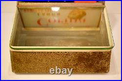 Vintage Corina Larks Cigar Humidor Counter Display Glass / Metal Beautiful
