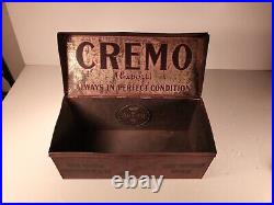 Vintage Cremo Cigars Tobacco Tin Metal Store Display Humidor Sign Display Cigar