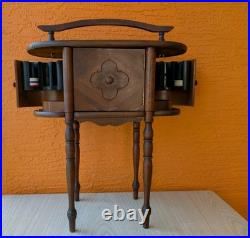 Vintage Cushman Bennington VT Smoking Humidor Poker Stand Cigar Table