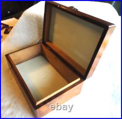 Vintage DECATUR INDUSTRIES GENUINE WALNUT PORCELAIN LINED ESTATE CIGAR BOX READ