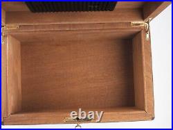 Vintage DUNHILL Humidor Lacquered Ebony Wood Inlay Large Locking Key Cigar 14x9