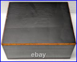 Vintage Decatur Collection Humidor Black Lacquer with Walnut Beveled Corners