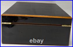 Vintage Decatur Collection Humidor Black Lacquer with Walnut Beveled Corners