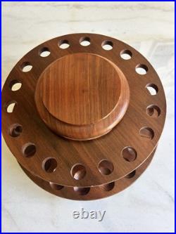 Vintage Decatur Industries Walnut 18 Pipe Carousel Stand w Glass Humidor Hunting