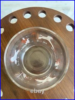 Vintage Decatur Industries Walnut 18 Pipe Carousel Stand w Glass Humidor Hunting