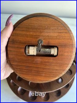 Vintage Decatur Industries Walnut 18 Pipe Carousel Stand w Glass Humidor Hunting