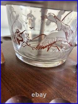 Vintage Decatur Industries Walnut 18 Pipe Carousel Stand w Glass Humidor Hunting