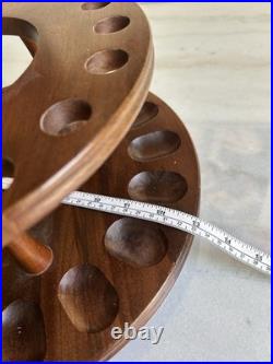 Vintage Decatur Industries Walnut 18 Pipe Carousel Stand w Glass Humidor Hunting
