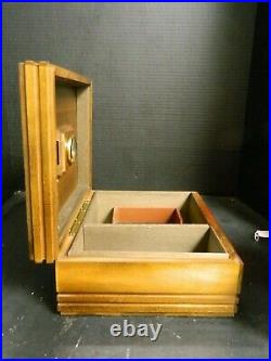 Vintage Decatur Industries Walnut Humidor with Italian Gauge & Water Holder Excell