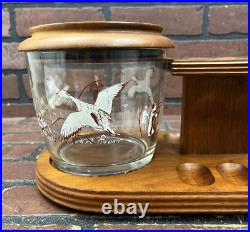 Vintage Decatur Pheasant hunting Tobacco Jar Pipe Rack Humidor