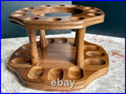 Vintage Decatur Walnut Pipe Rack Stand Humidor Jar 12 Pipe DECC Complete USA