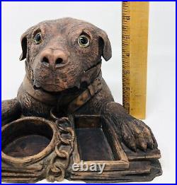 Vintage Dog Humidor Tobacco Smoking Pipe Stand Black Forest Figural Rare Jar M23