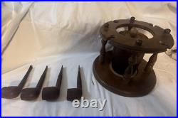Vintage Dun-Rite Wood Novelty Brooklyn NY Pipe Rack Stand, Humidor, 4 Pipes