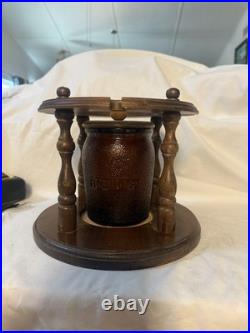 Vintage Dun-Rite Wood Novelty Brooklyn NY Pipe Rack Stand, Humidor, 4 Pipes
