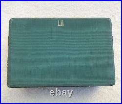 Vintage Dunhill Humidor, Green Leather with Gold Details, Wood Lined