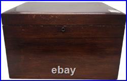 Vintage Early 1900s Large Oak Wooden Milk Glass Lined Cigar Tobacco Humidor Ches