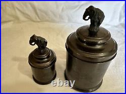 Vintage Elephant Cigar Cigarette Tobacco Humidor Set With Insert