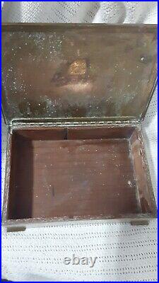 Vintage Genuine Silver Crest Real Bronze Tobacco Box Cigar Humidor 4522