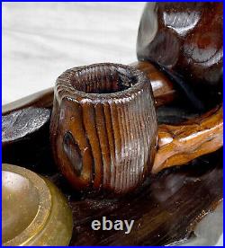Vintage German Black Forest Carved Pipe Tobacco Holder Ashtray