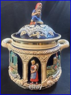 Vintage German Ironstone Ceramic Marzi Remy Humidor / Cookie Jar With Lid