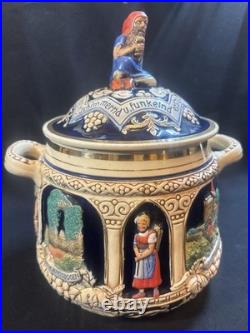 Vintage German Ironstone Ceramic Marzi Remy Humidor / Cookie Jar With Lid