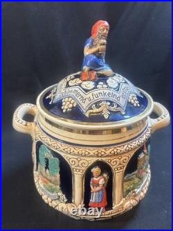 Vintage German Ironstone Ceramic Marzi Remy Humidor / Cookie Jar With Lid