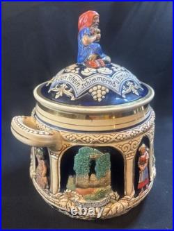 Vintage German Ironstone Ceramic Marzi Remy Humidor / Cookie Jar With Lid