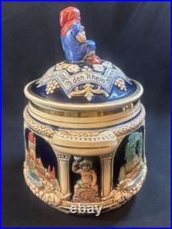 Vintage German Ironstone Ceramic Marzi Remy Humidor / Cookie Jar With Lid