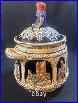 Vintage German Ironstone Ceramic Marzi Remy Humidor / Cookie Jar With Lid