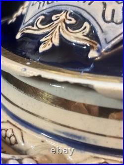 Vintage German Ironstone Ceramic Marzi Remy Humidor / Cookie Jar With Lid