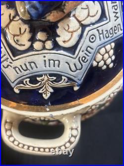 Vintage German Ironstone Ceramic Marzi Remy Humidor / Cookie Jar With Lid