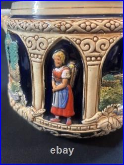 Vintage German Ironstone Ceramic Marzi Remy Humidor / Cookie Jar With Lid