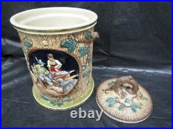 Vintage German Ironstone Ceramic Marzi Remy Humidor / Tobacco Jar With Lid