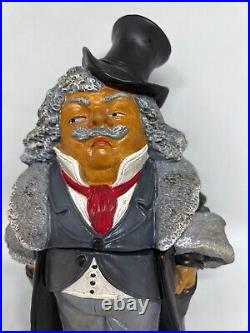 Vintage German Terra Cotta Figural Humidor Of A Gentlemen In His Top Hat-Signed