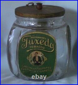 Vintage Glass Patterson's Tuxedo Tobacco Clip Top Jar Canister Humidor