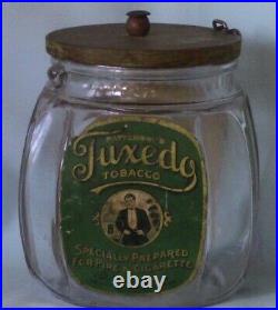 Vintage Glass Patterson's Tuxedo Tobacco Clip Top Jar Canister Humidor
