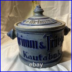 Vintage Grimm & Triepel Tobacco Humidor Jar Stoneware Blue Salt Glaze Vintage Grimm & Triepel Tobacco Humidor Jar Stoneware Blue Salt Glaze