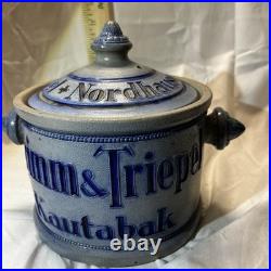Vintage Grimm & Triepel Tobacco Humidor Jar Stoneware Blue Salt Glaze Vintage Grimm & Triepel Tobacco Humidor Jar Stoneware Blue Salt Glaze