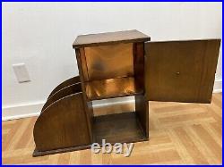 Vintage HUMIDOR CABINET Art Deco copper lined cigar storage magazine rack stand