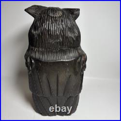 Vintage Hand Carved Owl Sculpture WithRemovable Head Humidor Tobacco Container 10