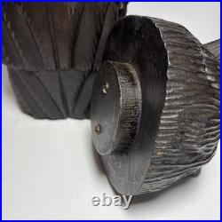 Vintage Hand Carved Owl Sculpture WithRemovable Head Humidor Tobacco Container 10