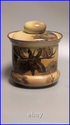 Vintage Hand Painted Nippon Porcelain Moose Tobacco Humidor Morimura Bros