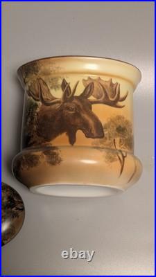 Vintage Hand Painted Nippon Porcelain Moose Tobacco Humidor Morimura Bros