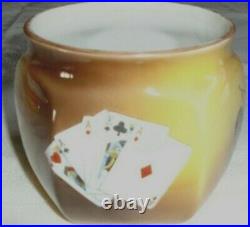 Vintage Hand Painted Noritake Nippon Tobacco Jar / Humidor Poker/Cards Theme VGC
