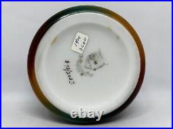 Vintage Handel Ware Glass-Ferner Or Bowl Covered In Pink Dogwood & Metal Collar