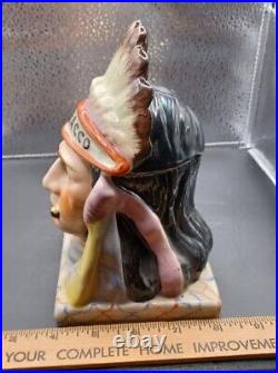 Vintage Headdress Indian Chief Native American Cigar Humidor Tobacco Holder