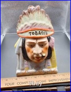 Vintage Headdress Indian Chief Native American Cigar Humidor Tobacco Holder