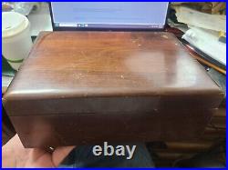 Vintage Heavy/Solid Humidor Cherry Wood Cigar Box Cedar Interior 10 x 8 x 5