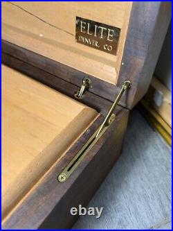 Vintage Heavy Solid Wood Cigar Box Humidor