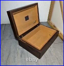 Vintage Heavy Solid Wood Cigar Box Humidor